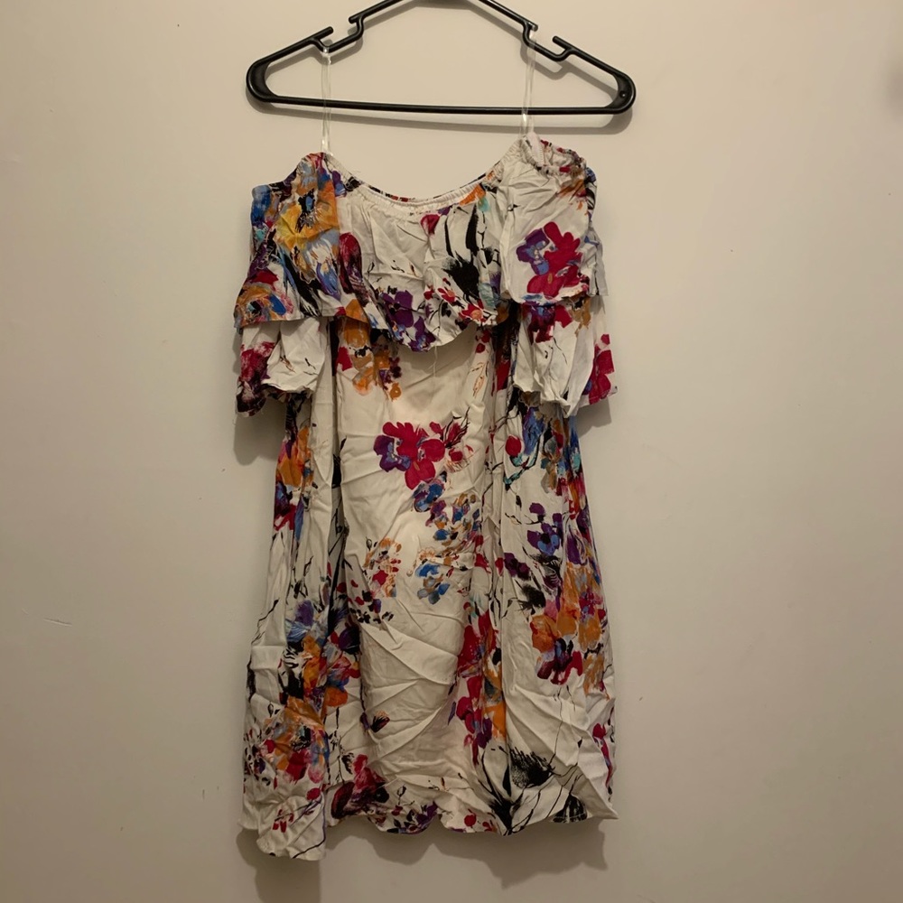 Off the shoulder colorful ruffled dress